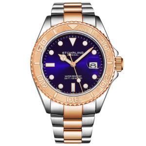Relógio Masculino Stuhrling 3967.6 Quartzo 42mm, Prata e Ouro Rosa