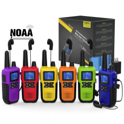 Rádio Comunicador Walkie Talkie Topsung Longo Alcance Recarregáveis para Adultos, 6 Unidades, Fone de Ouvido, Mic, Carregador USB, Bateria
