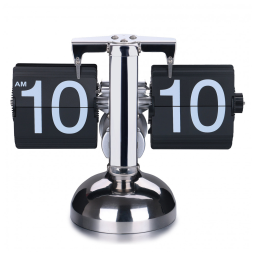 Relógio Retro Digital Flip Decorativo Alimentado por Bateria, WoneNice, Preto e Prata