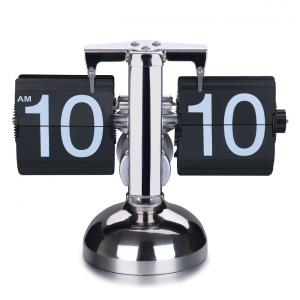 Relógio Retro Digital Flip Decorativo Alimentado por Bateria, WoneNice, Preto e Prata