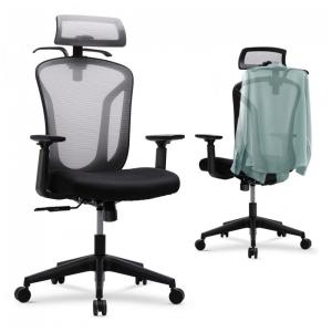 Cadeira de Escritório Ergonômica Giratória com Apoio de Braços, Suporte Lombar Ajustável e Apoio de Cabeça, EDX C2808 GYE6, Cinza