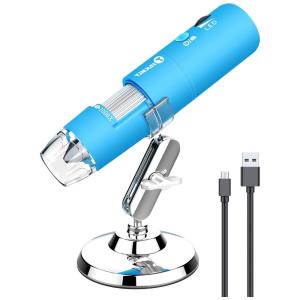 Microscópio Digital sem fio Portátil com Câmera de inspeção HD USB Ampliação de 50x 1000x, T TAKMLY MX200 BL, Azul