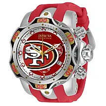 Relgio masculino calibre NFL San Francisco 49ers Swiss Ronda Z60 - 52,5 mm. Ao. Ouro. Vermelho 33086