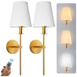 Conjunto de Luminária de Parede Sem Fio com Controle Remoto e Carregamento via USB e 2 Peças, 110V, Hitish