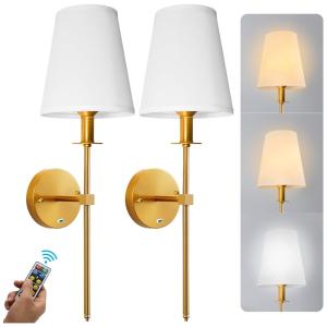 Conjunto de Luminária de Parede Sem Fio com Controle Remoto e Carregamento via USB e 2 Peças, 110V, Hitish