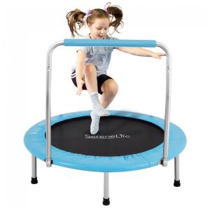 SLEL67 Cama Elastica Infantil com Corrimão Ajustável para até 68 kg, SERENELIFE SLEL67, Azul