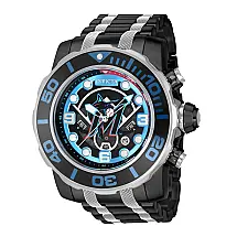 Relgio masculino MLB Miami Marlins - 58 mm. Ao. Preto 42786
