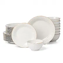 Conjunto de Jantar Lenox French Perle Groove Branco Grês 24 Peças Serviço para 8