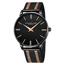 Relógio Masculino Stuhrling Preston 42mm Quartz Preto Elegante à Prova d'Água