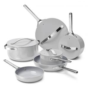 Conjunto de Panelas Antiaderente Cerâmico Caraway Deluxe 16 Peças Cinza com Suportes Magnéticos