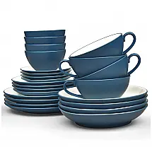 Aparelho de Jantar para Todas as Ocasiões com 24 Peças, Formato Redondo e Material de Cerâmica, Noritake, Azul