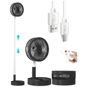 Ventilador de Mesa Telescópico Portátil Dobrável com Bateria Recarregável de 7200mAh e Temporizador Remoto 8 Velocidades, AICase, Branco