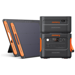 Kit Gerador de Energia Solar Portátil 1000 Plus de 2528Wh, com 2 Painéis Solares de 100W, Saída de 3000W 110V, Jackery, Preto e Laranja