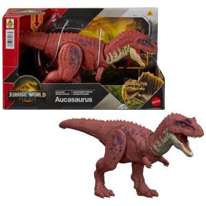 Brinquedo de Dinossauro Mattel Jurassic World Rebirth Wild Roar, Aucasaurus com Mordida Controlada pela Cauda, Ataque Multidirecional