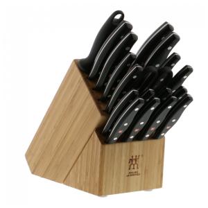 ZWILLING Conjunto de Facas com Afiador Embutido e Bloco de Bancada 19 Peças, HENCKELS 30782 000, Preto