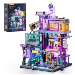 Arcade Cyberpunk Lumibricks Multicolorido com 23 LEDs, 2580 Peças, Módulos Intercambiáveis, Elevador Funcional, L9095-EU