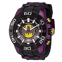 Relógio Masculino Analógico de Quartzo 50mm, Invicta DC Comics Batman 43596, Preto e Roxo