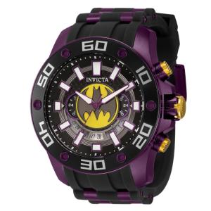 Relógio Masculino Analógico de Quartzo 50mm, Invicta DC Comics Batman 43596, Preto e Roxo
