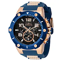 Relógio Masculino Analógico de Quartzo 51,5mm, Invicta Speedway 40896, Azul e Ouro Rosa