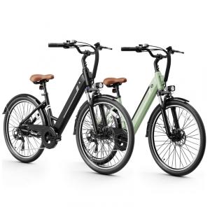 Bicicleta Elétrica Jasion YC1 ST Preto e Verde 1200W Motor Brushless Bateria Interna Removível 360Wh Pneus 66cm 7 Marchas Suspensão