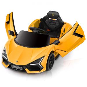 Carro Elétrico Infantil, Lamborghini com Controle Remoto, Porta de Tesoura, MP3 Player, Luz LED e Assento Largo, 12V, ELEMARA, Amarelo
