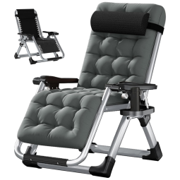 Cadeira Reclinável Ajustável Gravidade Zero com Apoio de Cabeça, LILYPELLE, Cinza