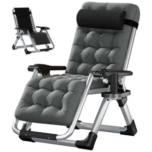 Cadeira Reclinável Ajustável Gravidade Zero com Apoio de Cabeça, LILYPELLE, Cinza