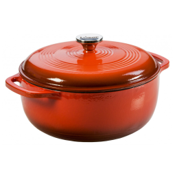 Panela de Ferro Fundido 6 Litros Forno Holandês Esmaltado e Antiaderente, LODGE EC6D68, Laranja escuro