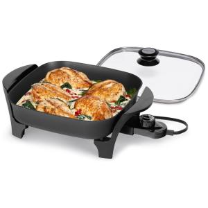 Frigideira Elétrica com Tampa de Vidro e Controle de Temperatura, 110V 1000W, Presto 06626, Preta