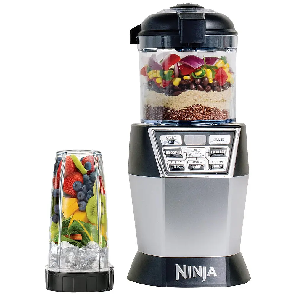 Liquidificador e Processador de Alimentos, Nutri Bowl Duo com Auto-iQ Boost, 110V 1200W, Ninja NN102, Preto e Prata