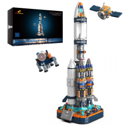 Kit de Construção Foguete Espacial com 863 Peças, JMBricklayer, Branco