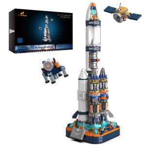 Kit de Construção Foguete Espacial com 863 Peças, JMBricklayer, Branco