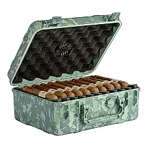 Umidificador de Charutos (Humidor) de Viagem Cigar Caddy HUM-CC40-FC Camuflado ABS até 40 Churchill Hermético