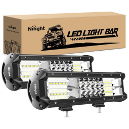 Farol de Milha LED Off Road 2 Peças 6000K 180W Alumínio Fundido à Prova Dágua, NILIGHT NI18A 12 Inch, Branco