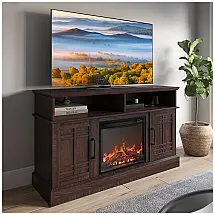 Lareira Elétrica Belleze 119x73cm 1400W Rack TV 50pol Bestseller Marrom 110V