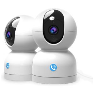 Câmera de Segurança Interna sem Fio 2K com Visão Noturna, 2 UN, Rraycom, Branca