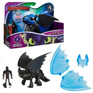 Dreamworks Dragons Hicks e Toothless - Conjunto de Dragão com Boneco Viking e Acessórios, para Idades a partir de 4 Anos, Brinquedo de Ação