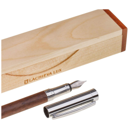 Caneta Tinteiro com Escrita Suave Ponta Média e Estojo, LACHIEVA LUX AF 007 W, Marrom