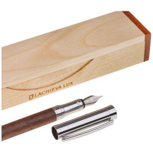 Caneta Tinteiro com Escrita Suave Ponta Média e Estojo, LACHIEVA LUX AF 007 W, Marrom