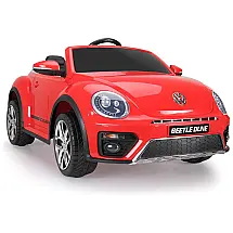 Carrinho, Carro Elétrico Volkswagen, 1 lugar, 12V, com controle remoto, USB MP3, 3 km por hora, 2 a 6 anos, TOBBI BEETLE RED, Vermelho