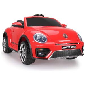 Carrinho, Carro Elétrico Volkswagen, 1 lugar, 12V, com controle remoto, USB MP3, 3 km por hora, 2 a 6 anos, TOBBI BEETLE RED, Vermelho