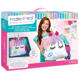 Kit Faça Você Mesmo DIY Almofada de Unicórnio, Idade Recomendada 8 ou mais, MAKE IT REAL, Rosa
