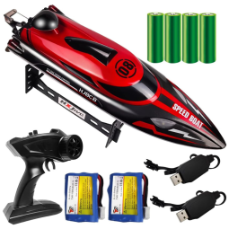 Barco de Controle Remoto para Adultos até 25km por hora, Recarregável, HONGXUNJIE 808, Vermelho