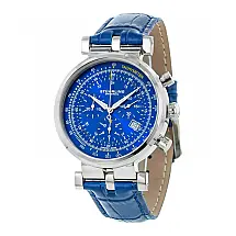 Relógio Trackmaster 211 com Cronógrafo, Mostrador Azul e Alça de Couro Azul, Stuhrling