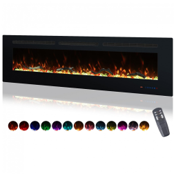 Lareira Elétrica Moderna de Parede e Embutida Valuxhome 165,1 cm para Ambiente Interno, 16 Opções de Cores, Termostato, Timer 19 Horas