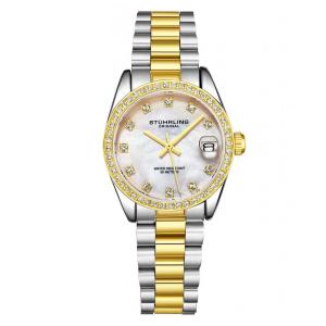 Relógio Unissex Stuhrling 31mm Moderno Prata e Dourado, Design Elegante e Sofisticado