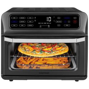 Forno Elétrico de Bancada 21L 9 em 1 Multifunções com Painel Digital em Aço Inoxidável, 1700W, 110v, CHEFMAN RJ50 SS T BLACK, Preto