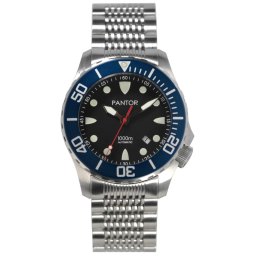 Relógio Masculino Seahorse Automático com Hélio Válvula Rotativa, PANTOR Seahorse001, Prateado