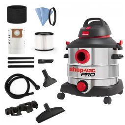 Aspirador de Pó Comercial 30 Litros para Uso Úmido e Seco, em Aço Inoxidável, 110V 1200W, Shop Vac Pro