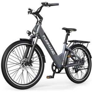 E-Bike Funhang EB-C2, Motor Brushless 500W (Pico 1000W), Torque 55Nm, Bateria 48V 374Wh Removível, 26", 7 Marchas, 5 Modos, Freios a Disco